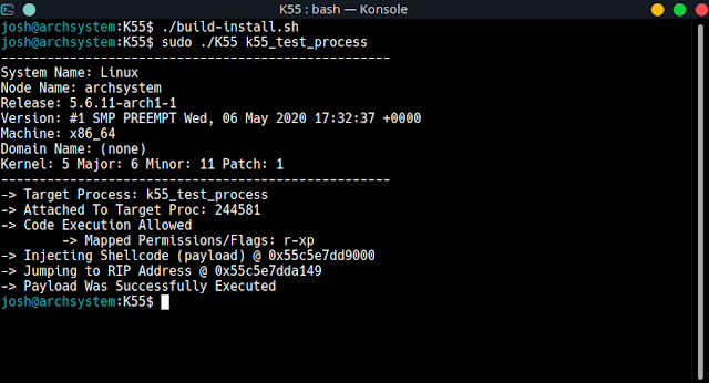 K55 – Linux X86_64 Process Injection Utility | Manipulate Processes With Customized Payloads K55 – Linux X86_64 Process Injection Utility | Manipulate Processes With Customized Payloads