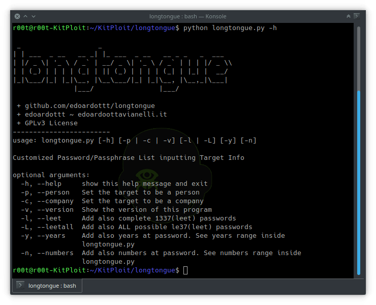 Longtongue – Customized Password/Passphrase List Inputting Target Info Longtongue – Customized Password/Passphrase List Inputting Target Info