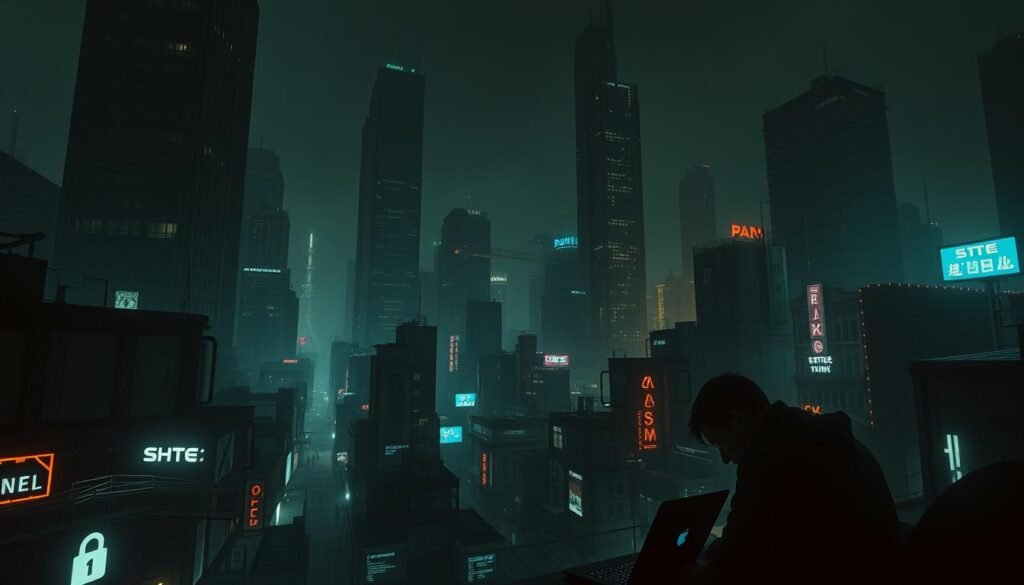 A dimly lit cyberpunk cityscape, looming skyscrapers casting long shadows over a network of dark alleys. In the foreground, a figure hunched over a laptop, lines of code reflecting in their eyes as they navigate a maze of digital threats. The air is thick with an ominous atmosphere, hinting at the unseen dangers lurking in the unsecured systems. Flashes of neon lights and the faint glow of surveillance cameras add to the sense of unease, underscoring the crucial need to address software vulnerabilities before they are exploited by malicious actors. A dimly lit cyberpunk cityscape, looming skyscrapers casting long shadows over a network of dark alleys. In the foreground, a figure hunched over a laptop, lines of code reflecting in their eyes as they navigate a maze of digital threats. The air is thick with an ominous atmosphere, hinting at the unseen dangers lurking in the unsecured systems. Flashes of neon lights and the faint glow of surveillance cameras add to the sense of unease, underscoring the crucial need to address software vulnerabilities before they are exploited by malicious actors.