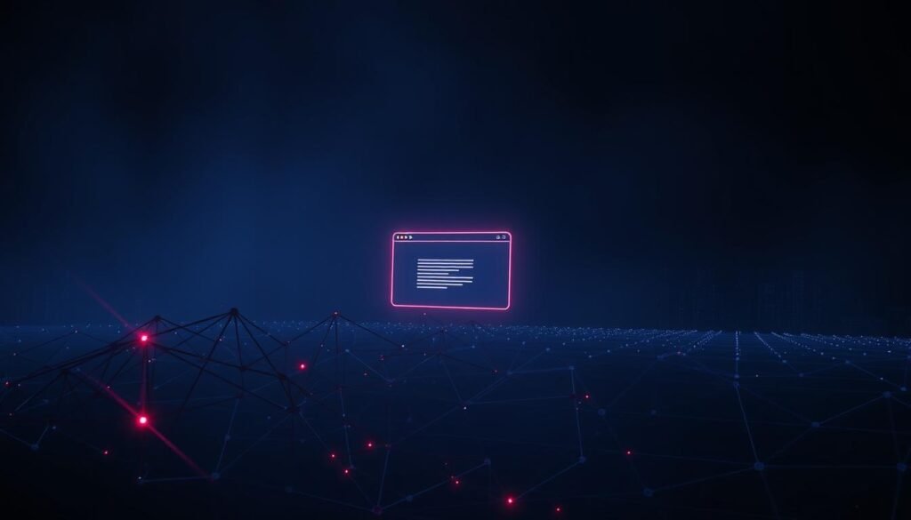 A dimly lit digital landscape, where a stylized, abstract representation of "XSS prevention" takes center stage. In the foreground, a series of interlocking geometric shapes and patterns symbolize the complex web of security measures, conveying a sense of vigilance and protection. The middle ground features a minimalist, wire-frame rendering of a web browser window, hinting at the digital realm where cross-site scripting vulnerabilities can lurk. In the background, a subtle grid of lines and glowing nodes suggests the underlying technological infrastructure, conveying the importance of a multi-layered approach to safeguarding against these threats. The overall tone is one of technical sophistication, with a moody, atmospheric lighting that evokes a sense of seriousness and gravitas. A dimly lit digital landscape, where a stylized, abstract representation of "XSS prevention" takes center stage. In the foreground, a series of interlocking geometric shapes and patterns symbolize the complex web of security measures, conveying a sense of vigilance and protection. The middle ground features a minimalist, wire-frame rendering of a web browser window, hinting at the digital realm where cross-site scripting vulnerabilities can lurk. In the background, a subtle grid of lines and glowing nodes suggests the underlying technological infrastructure, conveying the importance of a multi-layered approach to safeguarding against these threats. The overall tone is one of technical sophistication, with a moody, atmospheric lighting that evokes a sense of seriousness and gravitas.