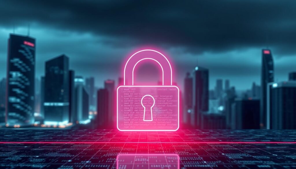 A sleek, modern web application interface showcasing robust security measures. In the foreground, a stylized lock icon symbolizes the secure authentication process, with a grid of intricate code snippets in the middle ground hinting at the underlying protective mechanisms. In the background, a minimalist cityscape with high-rise buildings evokes the sense of a digital landscape, while subtle lighting and depth-of-field create a polished, professional atmosphere. The overall composition conveys the importance of comprehensive web application security in an increasingly interconnected world. A sleek, modern web application interface showcasing robust security measures. In the foreground, a stylized lock icon symbolizes the secure authentication process, with a grid of intricate code snippets in the middle ground hinting at the underlying protective mechanisms. In the background, a minimalist cityscape with high-rise buildings evokes the sense of a digital landscape, while subtle lighting and depth-of-field create a polished, professional atmosphere. The overall composition conveys the importance of comprehensive web application security in an increasingly interconnected world.