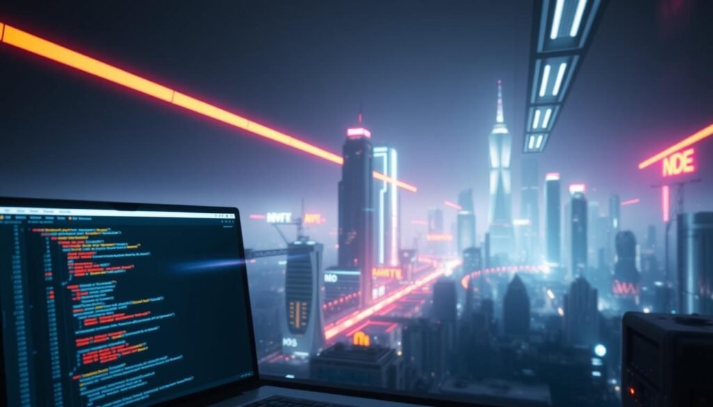 A bustling software development landscape, with a futuristic cityscape in the background. In the foreground, a developer's workstation comes into focus, featuring a sleek, minimalist Postman interface. Glowing endpoints and API parameters hover and dance across the screen, hinting at the hidden depths and undiscovered functionality waiting to be uncovered. The lighting is crisp and directional, casting dynamic shadows that accentuate the technical details. The overall mood is one of exploration and discovery, with a sense of anticipation for the insights that await.