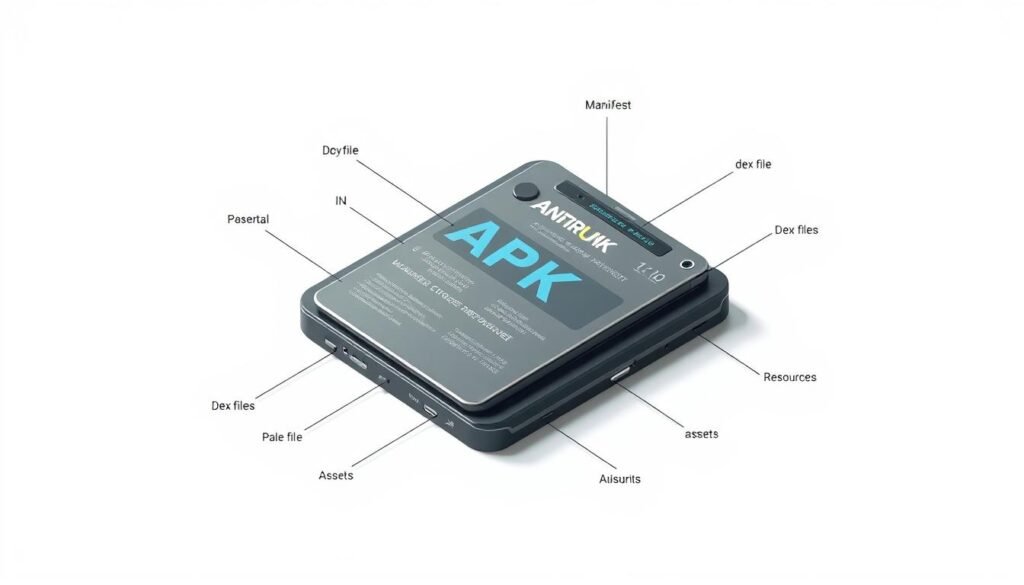 A detailed technical diagram of an Android Package Kit (APK) file format, showcased against a clean white background. The APK structure is presented in a 3D isometric view, with each component - the manifest, dex files, resources, and assets - clearly labeled and highlighted. The overall composition emphasizes the modular nature of the APK, inviting the viewer to explore the inner workings of this essential Android application package. The lighting is soft and directional, casting subtle shadows that accentuate the depth and dimensionality of the scene. The camera angle is slightly elevated, providing an unobstructed view of the APK's intricate architecture. A detailed technical diagram of an Android Package Kit (APK) file format, showcased against a clean white background. The APK structure is presented in a 3D isometric view, with each component - the manifest, dex files, resources, and assets - clearly labeled and highlighted. The overall composition emphasizes the modular nature of the APK, inviting the viewer to explore the inner workings of this essential Android application package. The lighting is soft and directional, casting subtle shadows that accentuate the depth and dimensionality of the scene. The camera angle is slightly elevated, providing an unobstructed view of the APK's intricate architecture.