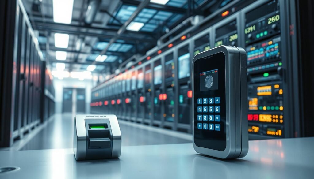 A high-tech access control system, its various components meticulously arranged. In the foreground, a biometric scanner and a sleek keypad, their surfaces gleaming under the soft, diffused lighting. Behind them, a series of digital displays and control panels, their interfaces offering a glimpse into the intricate web of security protocols. In the background, a network of interconnected servers and data storage units, their blinking lights and cooling fans hinting at the complex infrastructure that powers this secure access system. The overall atmosphere is one of clinical precision and technological sophistication, evoking the cutting edge of modern security and surveillance. A high-tech access control system, its various components meticulously arranged. In the foreground, a biometric scanner and a sleek keypad, their surfaces gleaming under the soft, diffused lighting. Behind them, a series of digital displays and control panels, their interfaces offering a glimpse into the intricate web of security protocols. In the background, a network of interconnected servers and data storage units, their blinking lights and cooling fans hinting at the complex infrastructure that powers this secure access system. The overall atmosphere is one of clinical precision and technological sophistication, evoking the cutting edge of modern security and surveillance.