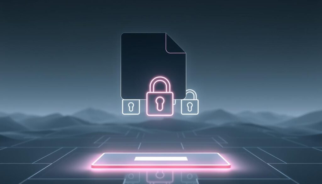 A secure file upload system, illuminated by soft, directional lighting that casts subtle shadows. In the foreground, a stylized file icon hovers over a sleek, minimalist upload interface, its edges glowing with a subtle security-focused hue. The middle ground features a series of intricate lock symbols, representing the multiple layers of authentication and encryption protecting the uploaded data. In the background, a serene, abstract landscape evokes a sense of digital safety and assurance, with clean lines and muted tones creating a calming, professional atmosphere. The overall composition conveys the concept of secure file management through a visually striking, technically-minded design. A secure file upload system, illuminated by soft, directional lighting that casts subtle shadows. In the foreground, a stylized file icon hovers over a sleek, minimalist upload interface, its edges glowing with a subtle security-focused hue. The middle ground features a series of intricate lock symbols, representing the multiple layers of authentication and encryption protecting the uploaded data. In the background, a serene, abstract landscape evokes a sense of digital safety and assurance, with clean lines and muted tones creating a calming, professional atmosphere. The overall composition conveys the concept of secure file management through a visually striking, technically-minded design.