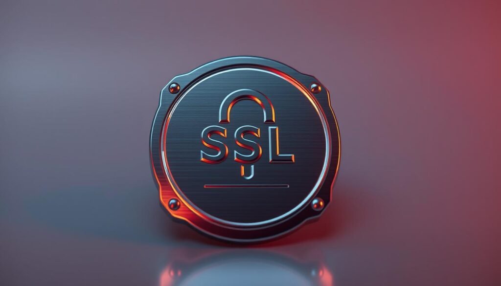 A sleek, metallic SSL certificate icon set against a softly blurred, minimalist background. The certificate's surface reflects a warm, directional light, casting subtle shadows and highlights that convey a sense of depth and tactility. The edges of the certificate are slightly beveled, lending an elegant, professional appearance. The overall composition is balanced and visually striking, drawing the viewer's attention to the core subject matter - the SSL certificate and its validation process.