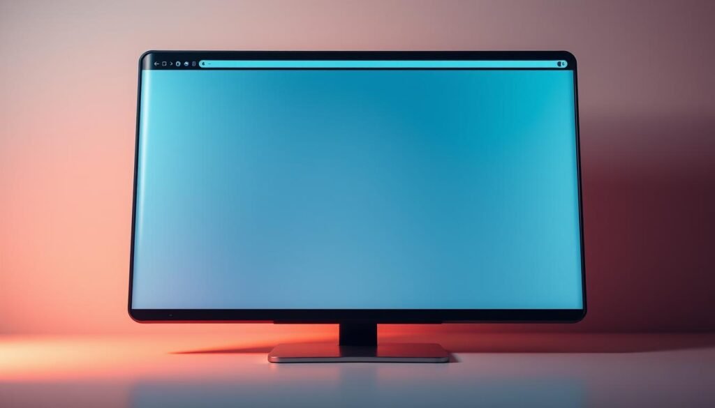 A sleek, modern browser window fills the frame, its edges softly rounded and its surface gleaming with a subtle metallic sheen. The screen displays a clean, minimalist interface, free from clutter or unwanted toolbars. The background is a serene, muted palette, allowing the browser to take center stage. Soft, directional lighting casts a warm glow across the scene, highlighting the browser's elegant design and suggesting a sense of professionalism and efficiency. The camera angle is slightly elevated, giving the viewer a sense of control and authority over the digital landscape. The overall mood is one of simplicity, focus, and the confidence that comes from a well-maintained and secure browsing experience.