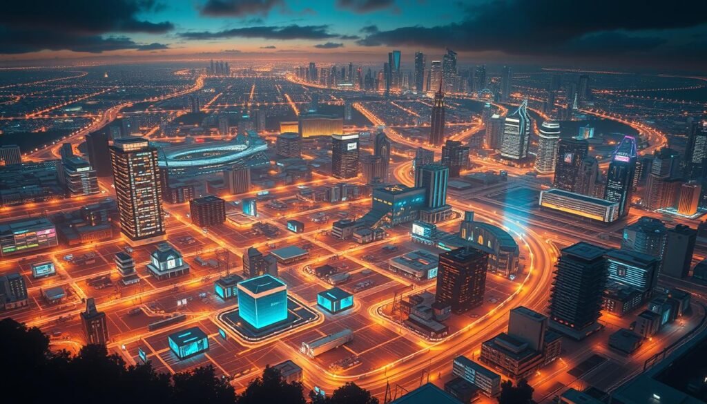 A vast landscape of cybersecurity controls, with a central focus on vendor risk management. In the foreground, a team of security professionals diligently analyzing data, monitoring networks, and implementing safeguards. The middle ground features a complex web of interconnected systems, cloud infrastructure, and IoT devices, all secured by layered protocols. In the background, a cityscape of corporate headquarters, retail outlets, and supply chain hubs, illuminated by the glow of digital security measures. Soft, warm lighting creates a sense of vigilance and preparedness, while the composition conveys the comprehensive nature of modern cybersecurity strategies aimed at protecting against vendor-related threats.