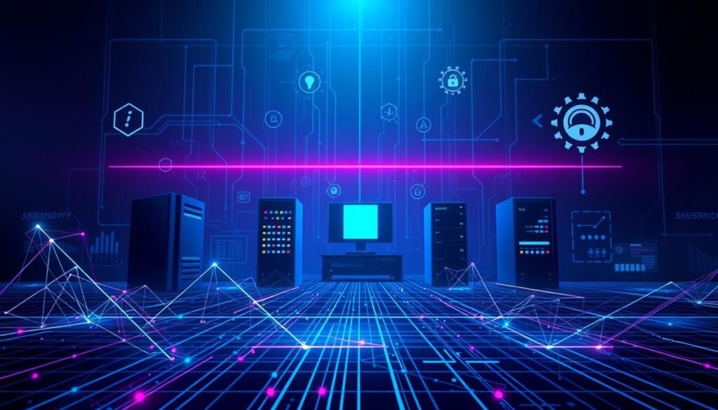 A visually striking illustration of various DDoS attack vectors, rendered in a sleek, minimalist style. In the foreground, geometric shapes and vectors depict network traffic patterns, with shades of blue and purple hinting at the complex, multilayered nature of such attacks. The middle ground features stylized network infrastructure elements like servers, routers, and data centers, conveying the real-world targets of DDoS assaults. In the background, a dark, ominous atmosphere sets the tone, with subtle glyphs and icons alluding to the devastating impact of these cyber threats. Crisp lighting and a cinematic camera angle lend a sense of technical sophistication and gravitas to the overall composition.
