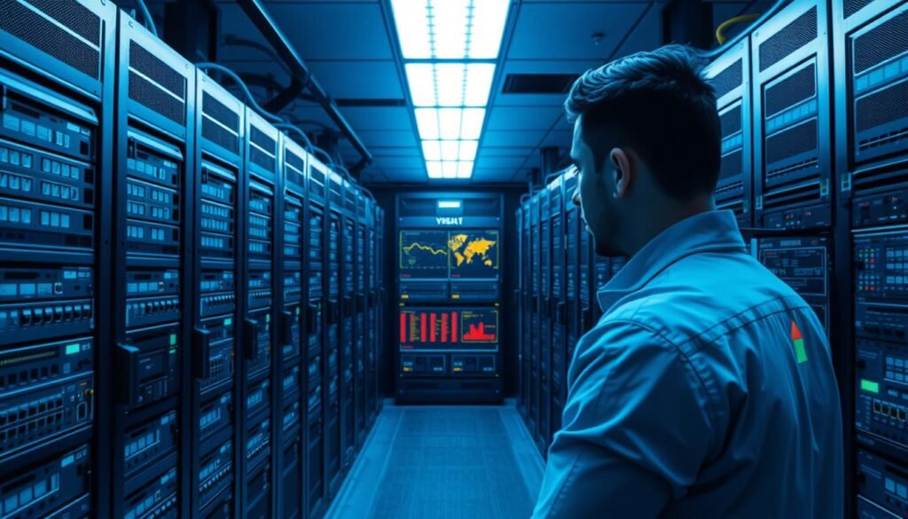 A well-organized asset inventory system, with rows of precisely labeled server racks, network devices, and security appliances. In the foreground, a security analyst intently monitors a comprehensive dashboard, displaying real-time data on asset status, vulnerabilities, and compliance. The lighting is crisp, with a subtle blue hue, conveying a sense of professionalism and technological sophistication. The camera angle is slightly elevated, providing a panoramic view of the secure, meticulously maintained infrastructure, ready to respond to any emerging threats. A well-organized asset inventory system, with rows of precisely labeled server racks, network devices, and security appliances. In the foreground, a security analyst intently monitors a comprehensive dashboard, displaying real-time data on asset status, vulnerabilities, and compliance. The lighting is crisp, with a subtle blue hue, conveying a sense of professionalism and technological sophistication. The camera angle is slightly elevated, providing a panoramic view of the secure, meticulously maintained infrastructure, ready to respond to any emerging threats.