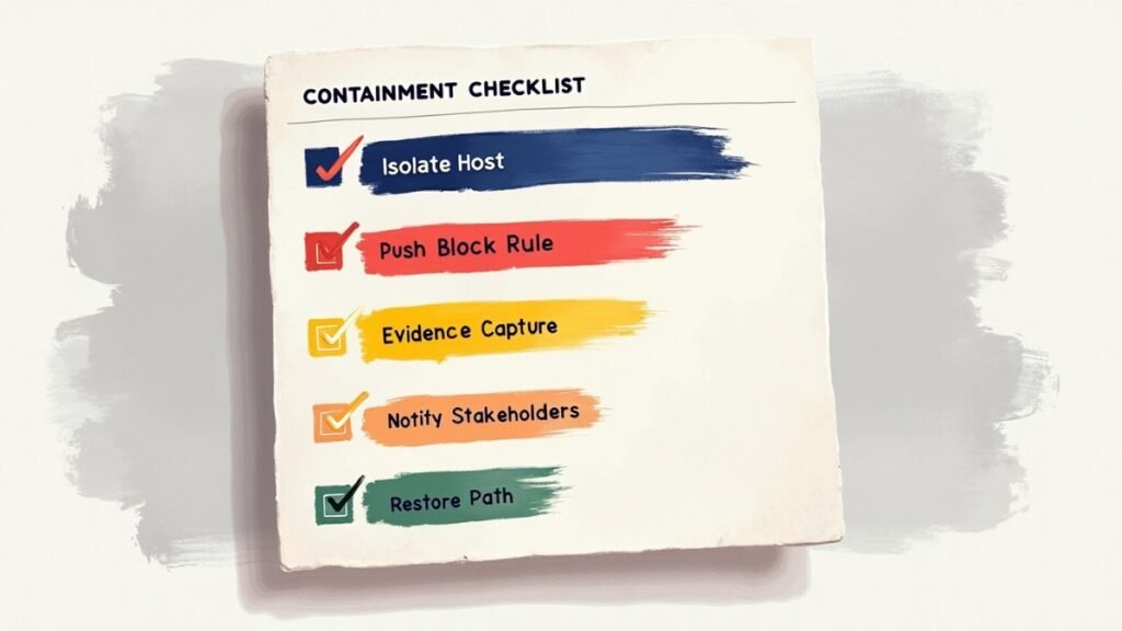 Containment checklist UI card used by Blue Team