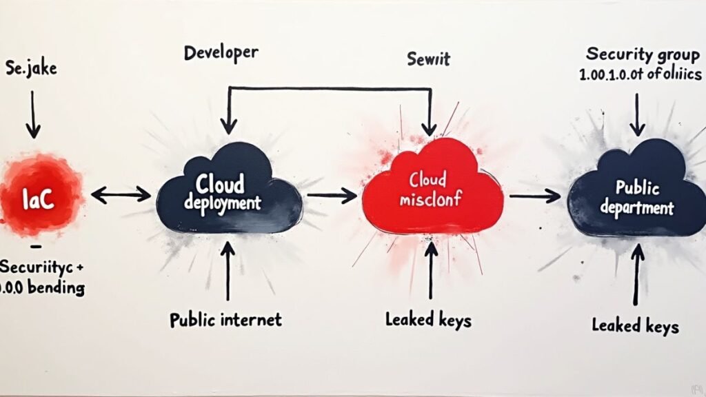 The Public Database Danger Zone: A Simple Explanation of a Complex Security Risk 2 Flow diagram showing how misconfigurations reach the public internet