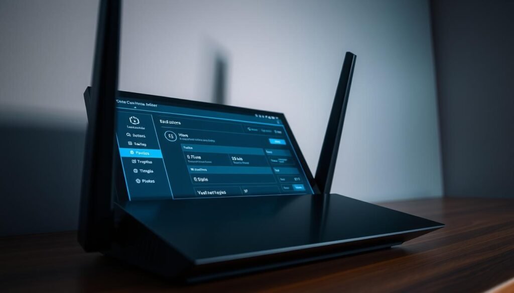 A close-up view of a modern router's firmware interface, showcased against a sleek, minimalist background. The screen displays a clean, user-friendly dashboard with intuitive menus and settings options, inviting the user to explore and secure their home network. Soft, directional lighting illuminates the router's sharp, angular design, creating a sense of technological sophistication. The overall atmosphere conveys a message of empowerment and control, encouraging the viewer to take an active role in protecting their online privacy and security. A close-up view of a modern router's firmware interface, showcased against a sleek, minimalist background. The screen displays a clean, user-friendly dashboard with intuitive menus and settings options, inviting the user to explore and secure their home network. Soft, directional lighting illuminates the router's sharp, angular design, creating a sense of technological sophistication. The overall atmosphere conveys a message of empowerment and control, encouraging the viewer to take an active role in protecting their online privacy and security.