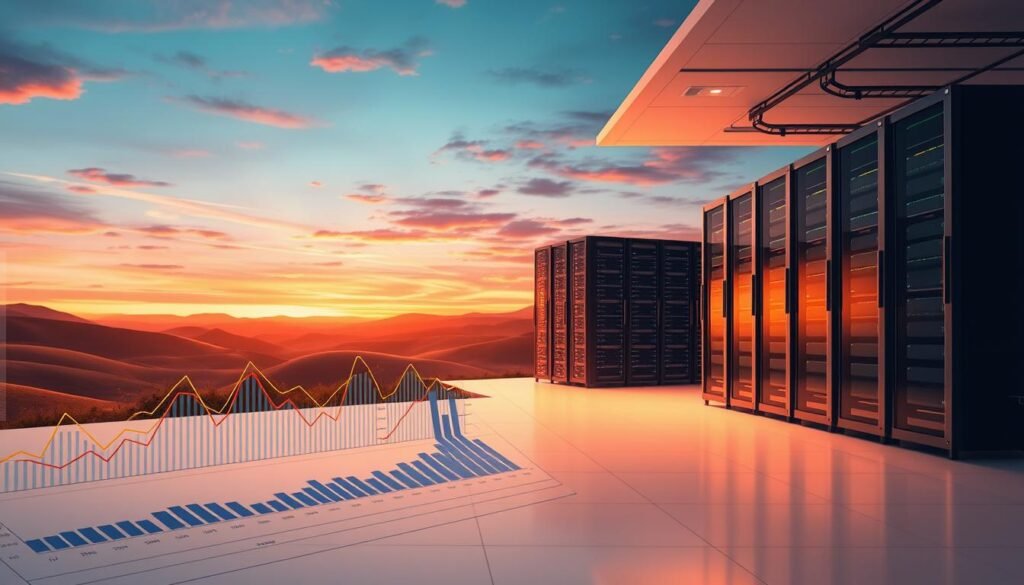 A modern, minimalist scene depicting cost operations and performance best practices. In the foreground, a series of cost analysis charts and graphs, their lines and bars conveying key metrics. In the middle ground, efficient server racks and cloud infrastructure, symbolizing optimized operations. In the background, a serene landscape with rolling hills and a vibrant sky, suggesting the harmony between cost, performance, and sustainability. Soft, directional lighting casts a warm glow, emphasizing the clean, intuitive design. The overall impression is one of data-driven decision-making, technological sophistication, and a well-balanced approach to infrastructure management. A modern, minimalist scene depicting cost operations and performance best practices. In the foreground, a series of cost analysis charts and graphs, their lines and bars conveying key metrics. In the middle ground, efficient server racks and cloud infrastructure, symbolizing optimized operations. In the background, a serene landscape with rolling hills and a vibrant sky, suggesting the harmony between cost, performance, and sustainability. Soft, directional lighting casts a warm glow, emphasizing the clean, intuitive design. The overall impression is one of data-driven decision-making, technological sophistication, and a well-balanced approach to infrastructure management.