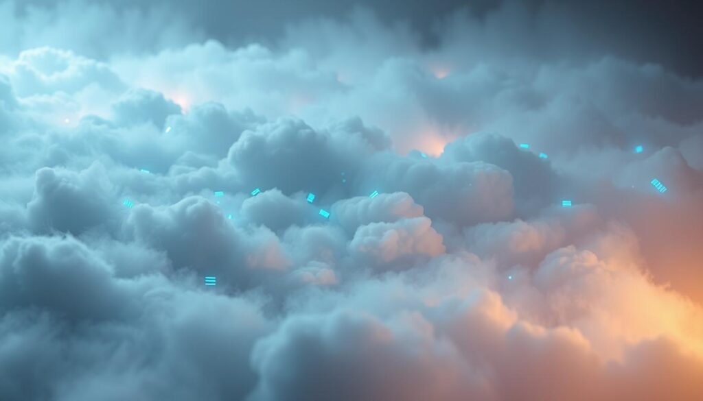 A serene cloud-like landscape of virtual data logs floating effortlessly in a dimly lit, hazy environment. The logs, rendered in shades of blue and grey, are elegantly interspersed, creating a sense of order and clarity amidst the ethereal atmosphere. Soft, diffused lighting emanates from behind, casting a warm glow and subtle shadows that accentuate the depth and dimensionality of the scene. The camera angle is slightly elevated, providing a panoramic view that invites the viewer to explore the intricacies of this operational visibility data visualization. The overall mood is one of tranquility and focus, reflecting the importance of maintaining a clear, actionable monitoring system. A serene cloud-like landscape of virtual data logs floating effortlessly in a dimly lit, hazy environment. The logs, rendered in shades of blue and grey, are elegantly interspersed, creating a sense of order and clarity amidst the ethereal atmosphere. Soft, diffused lighting emanates from behind, casting a warm glow and subtle shadows that accentuate the depth and dimensionality of the scene. The camera angle is slightly elevated, providing a panoramic view that invites the viewer to explore the intricacies of this operational visibility data visualization. The overall mood is one of tranquility and focus, reflecting the importance of maintaining a clear, actionable monitoring system.