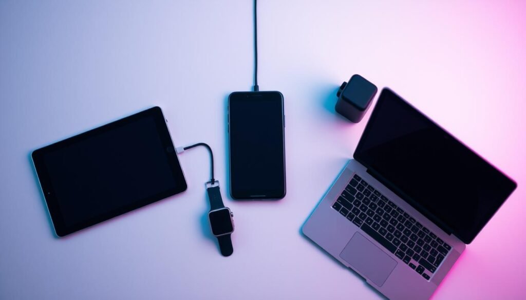 A serene, minimalist composition showcasing an array of interconnected digital devices - a smartphone, a tablet, a smartwatch, and a laptop - all set against a muted, pastel-hued background. The devices are arranged in a harmonious, overlapping layout, conveying a sense of privacy and security. Soft, diffused lighting creates a gentle, atmospheric ambiance, while the clean, uncluttered design emphasizes the theme of "extending privacy beyond your phone." The overall mood is one of tranquility and control, inviting the viewer to consider the importance of safeguarding their digital footprint across multiple devices.