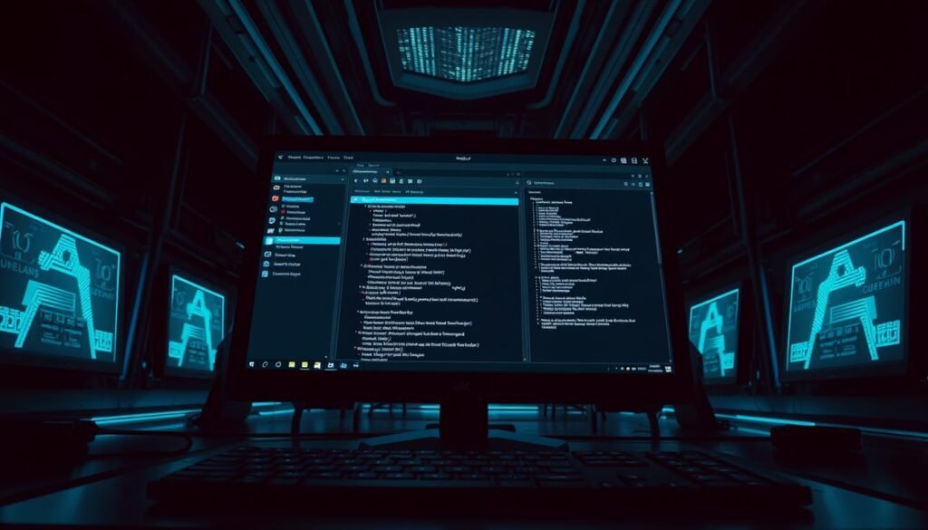 A sleek, futuristic Kali Linux desktop with the Metasploit Framework prominently displayed on the screen. The interface shows various modules and options, reflecting the powerful penetration testing capabilities of this open-source tool. The environment is dimly lit, with subtle blue and green hues, creating a professional, hacker-chic atmosphere. The camera angle is slightly elevated, giving a dynamic perspective and emphasizing the technical nature of the subject matter. The overall composition is clean, well-balanced, and conveys a sense of control and precision, suitable for an article on leveraging Metasploit for ethical hacking. A sleek, futuristic Kali Linux desktop with the Metasploit Framework prominently displayed on the screen. The interface shows various modules and options, reflecting the powerful penetration testing capabilities of this open-source tool. The environment is dimly lit, with subtle blue and green hues, creating a professional, hacker-chic atmosphere. The camera angle is slightly elevated, giving a dynamic perspective and emphasizing the technical nature of the subject matter. The overall composition is clean, well-balanced, and conveys a sense of control and precision, suitable for an article on leveraging Metasploit for ethical hacking.