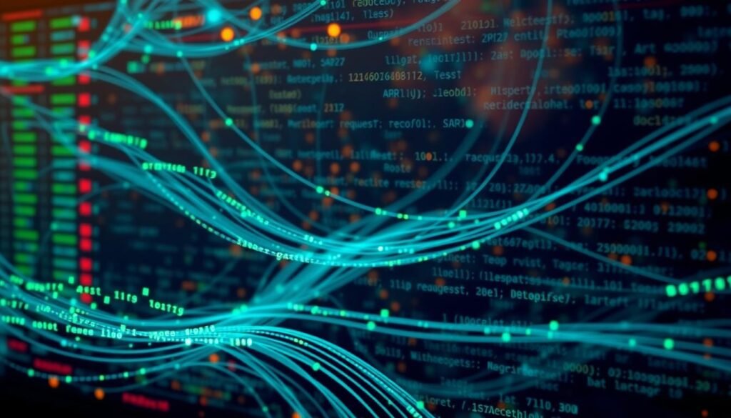 A bustling network interface displaying a cascade of ARP packets, their ethereal blue and green packets flowing across the screen. In the foreground, a detailed visualization of the ARP request and reply handshake, captured in sharp focus under warm, diffused lighting. The middle ground features a swirling array of network protocols, their unique signatures discernible in the abstract patterns. The background is shrouded in a soft, atmospheric haze, hinting at the wider ecosystem of interconnected devices. The overall scene conveys a sense of technical depth and analytical clarity, inviting the viewer to delve into the intricacies of network traffic analysis. A bustling network interface displaying a cascade of ARP packets, their ethereal blue and green packets flowing across the screen. In the foreground, a detailed visualization of the ARP request and reply handshake, captured in sharp focus under warm, diffused lighting. The middle ground features a swirling array of network protocols, their unique signatures discernible in the abstract patterns. The background is shrouded in a soft, atmospheric haze, hinting at the wider ecosystem of interconnected devices. The overall scene conveys a sense of technical depth and analytical clarity, inviting the viewer to delve into the intricacies of network traffic analysis.