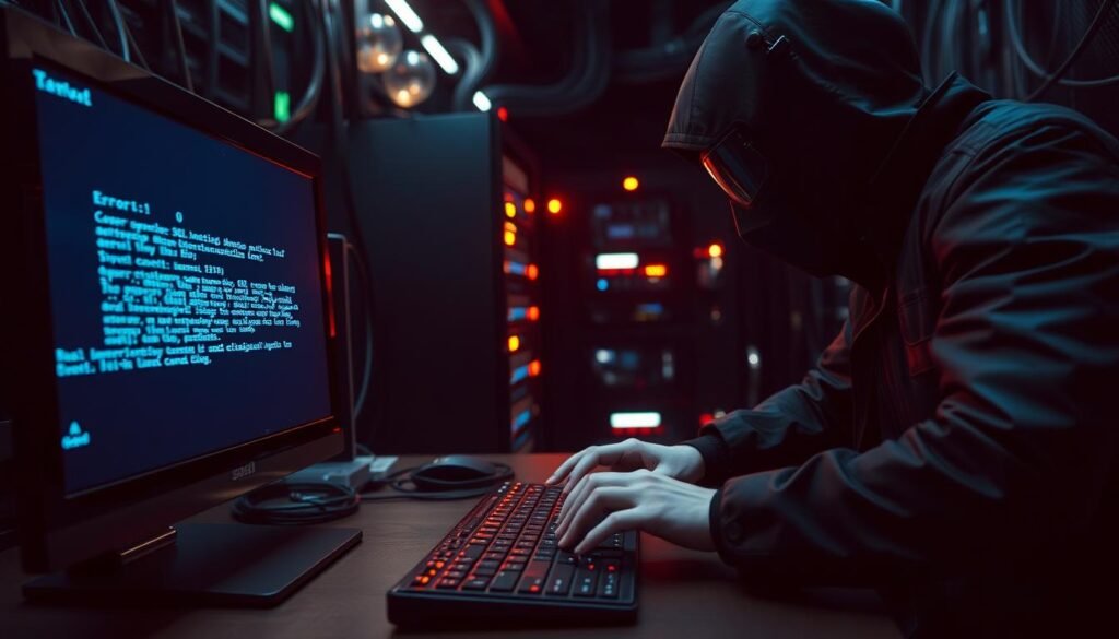 A dark, industrial-themed image showcasing the eradication of SQL injection persistence. In the foreground, a computer monitor displays an error message, its glowing screen casting an ominous glow over the scene. In the middle ground, a skilled cybersecurity professional, clad in a sleek, black uniform, types furiously on a keyboard, their fingers a blur as they work to eliminate the malicious code. In the background, a network of servers and cables, their lights blinking ominously, represent the complex infrastructure that must be secured. The overall mood is one of tension and urgency, conveying the importance of swiftly addressing the threat of SQL injection persistence. A dark, industrial-themed image showcasing the eradication of SQL injection persistence. In the foreground, a computer monitor displays an error message, its glowing screen casting an ominous glow over the scene. In the middle ground, a skilled cybersecurity professional, clad in a sleek, black uniform, types furiously on a keyboard, their fingers a blur as they work to eliminate the malicious code. In the background, a network of servers and cables, their lights blinking ominously, represent the complex infrastructure that must be secured. The overall mood is one of tension and urgency, conveying the importance of swiftly addressing the threat of SQL injection persistence.