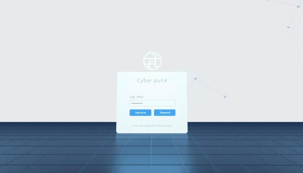 A modern, minimalist web interface with a sleek, professional design. The foreground features a login form with fields for username and password, set against a neutral, muted background color. The middle ground showcases a company logo or brand element, conveying a sense of legitimacy. In the background, a subtle grid pattern or abstract geometric shapes add visual interest and depth. The lighting is soft and even, creating a clean, inviting atmosphere. The camera angle is slightly angled, providing a dynamic perspective. The overall mood is one of trust and security, drawing the viewer's attention to the login interface.
