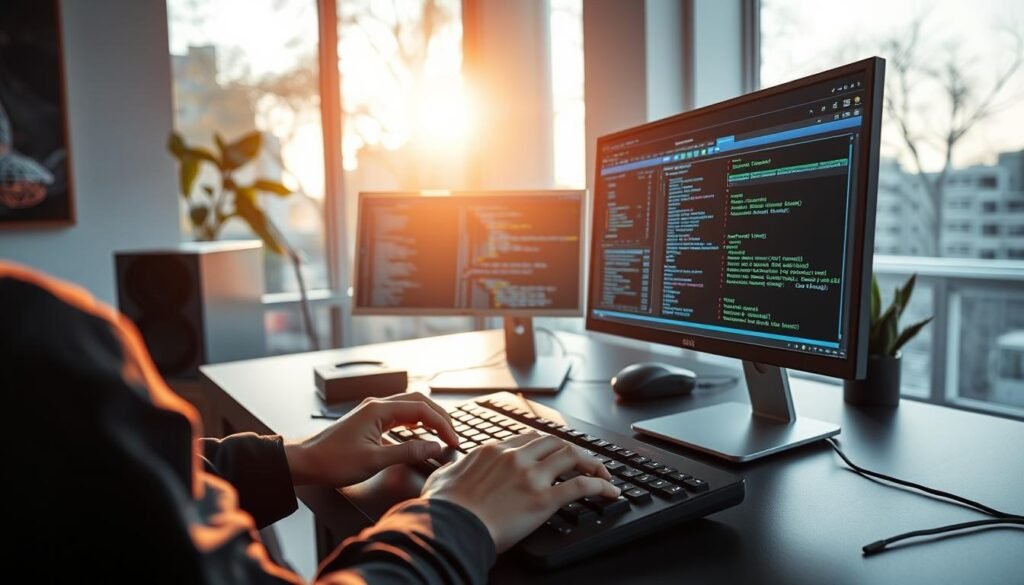 A serene and focused workspace, bathed in soft natural light filtering through large windows. A sleek and minimalist computer setup, with a high-resolution monitor displaying a network capture traffic filter interface. The user's hands hover over a modern, ergonomic keyboard, ready to dive into the intricate world of network analysis. The air is filled with a sense of curiosity and determination, as the beginner embarks on a journey to unravel the mysteries of network traffic and gain a deeper understanding of digital communication. A serene and focused workspace, bathed in soft natural light filtering through large windows. A sleek and minimalist computer setup, with a high-resolution monitor displaying a network capture traffic filter interface. The user's hands hover over a modern, ergonomic keyboard, ready to dive into the intricate world of network analysis. The air is filled with a sense of curiosity and determination, as the beginner embarks on a journey to unravel the mysteries of network traffic and gain a deeper understanding of digital communication.