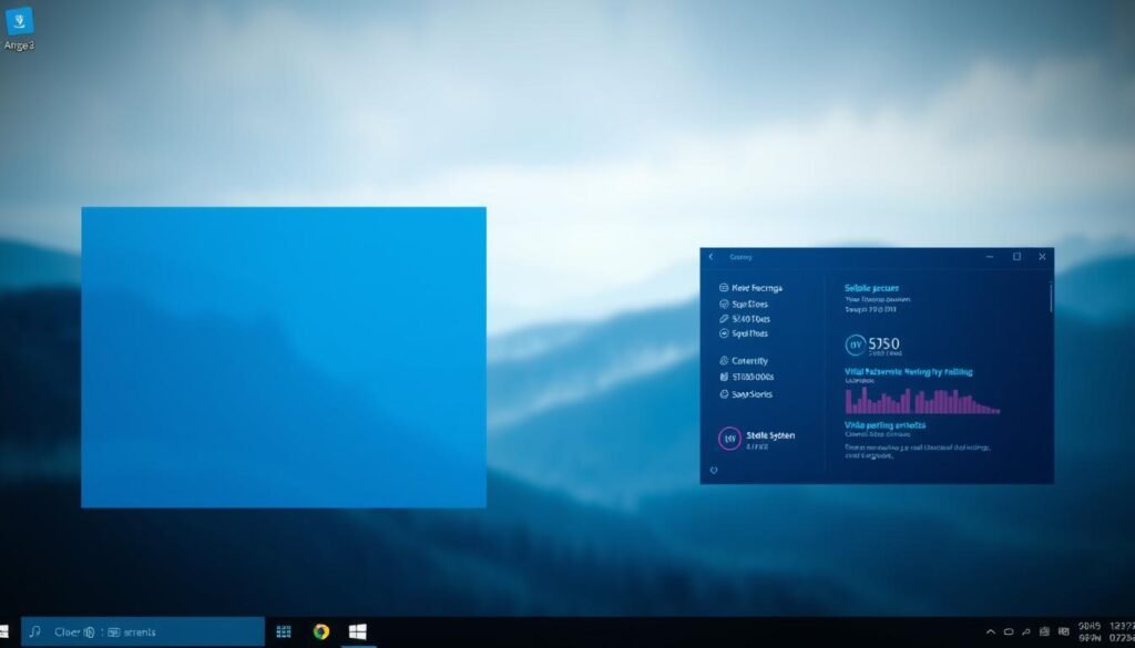 A serene and well-organized Windows desktop interface, showcasing a stable and secure operating system. The foreground features clean, minimalist windows with a calm, soothing color palette. The middle ground depicts a balanced system tray, with vital performance indicators displaying healthy system metrics. In the background, a softly blurred landscape or abstract pattern conveys a sense of stability and reliability. The lighting is natural and diffused, creating a tranquil ambiance. The camera angle is frontal, providing a clear and comprehensive view of the desktop environment. This image aims to visually represent a Windows system operating in a stable, well-maintained, and secure state, ready to prevent and troubleshoot any potential blue screen issues.