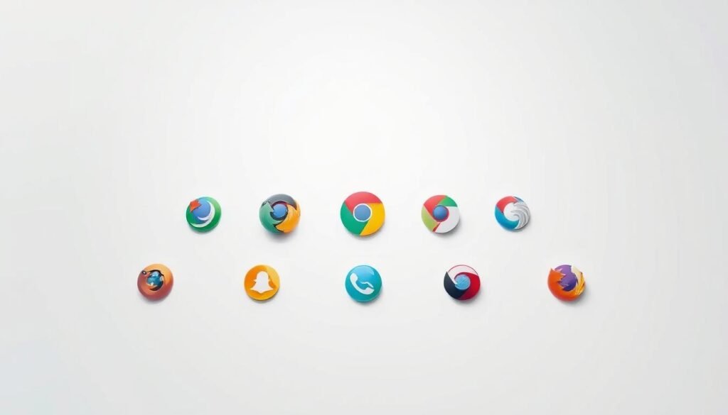 A sleek, minimalist arrangement of the top Android browser apps for 2025, showcased on a clean, white background with soft, diffused lighting. The browsers are depicted as elegant, high-resolution icons, arranged in a grid formation to create a visually appealing and informative layout. The icons are rendered with a subtle 3D effect, casting gentle shadows to add depth and dimensionality to the scene. The overall mood is one of sophistication, professionalism, and technological innovation, perfectly complementing the article's subject and section title.