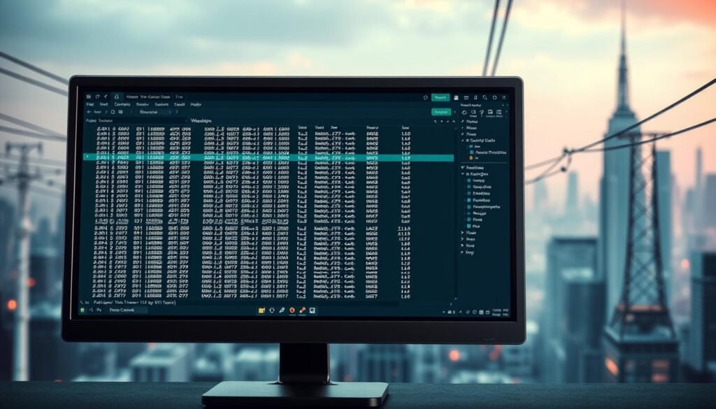 A sleek, modern computer screen displaying a network traffic capture interface, with a clean, minimalist design. The foreground shows the capture window, featuring a grid of packets with detailed metadata. The middle ground showcases a range of intuitive controls and menus, enabling the user to filter, sort, and analyze the data. In the background, a soft, blurred cityscape with skyscrapers and power lines suggests the digital world that Wireshark is connected to. The overall scene conveys a sense of productivity, efficiency, and a deep understanding of network communications. A sleek, modern computer screen displaying a network traffic capture interface, with a clean, minimalist design. The foreground shows the capture window, featuring a grid of packets with detailed metadata. The middle ground showcases a range of intuitive controls and menus, enabling the user to filter, sort, and analyze the data. In the background, a soft, blurred cityscape with skyscrapers and power lines suggests the digital world that Wireshark is connected to. The overall scene conveys a sense of productivity, efficiency, and a deep understanding of network communications.