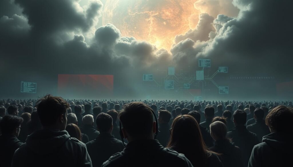 A vast data breach looms, casting a somber shadow over a sea of distressed users. In the foreground, individuals grapple with the aftermath, their faces etched with concern and uncertainty. The middle ground reveals the far-reaching impact, as the company's reputation and trust are shaken, rippling through the wider cybersecurity landscape. The background depicts a digital landscape, a maze of code and systems, hinting at the technical complexities that have been breached. Soft, muted tones convey the gravity of the situation, while a cinematic lighting style heightens the drama and sense of unease. The scene evokes a powerful narrative of the devastating consequences faced by users, the company, and the broader cybersecurity community.
