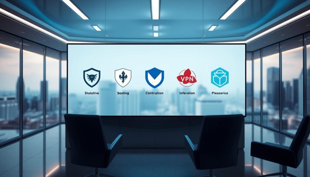 A vibrant, high-resolution image showcasing the top 5 VPNs that provide exceptional privacy and security. The scene depicts a sleek, modern office setting with a large display panel highlighting the VPN logos in a clean, minimalist design. The lighting is soft and directional, creating a sense of professionalism and authority. The background features a blurred city skyline, hinting at the global reach and accessibility of these VPN services. The overall composition conveys a sense of trust, reliability, and cutting-edge technology, perfectly suited to illustrate the "At-a-glance winners" section of the article. A vibrant, high-resolution image showcasing the top 5 VPNs that provide exceptional privacy and security. The scene depicts a sleek, modern office setting with a large display panel highlighting the VPN logos in a clean, minimalist design. The lighting is soft and directional, creating a sense of professionalism and authority. The background features a blurred city skyline, hinting at the global reach and accessibility of these VPN services. The overall composition conveys a sense of trust, reliability, and cutting-edge technology, perfectly suited to illustrate the "At-a-glance winners" section of the article.