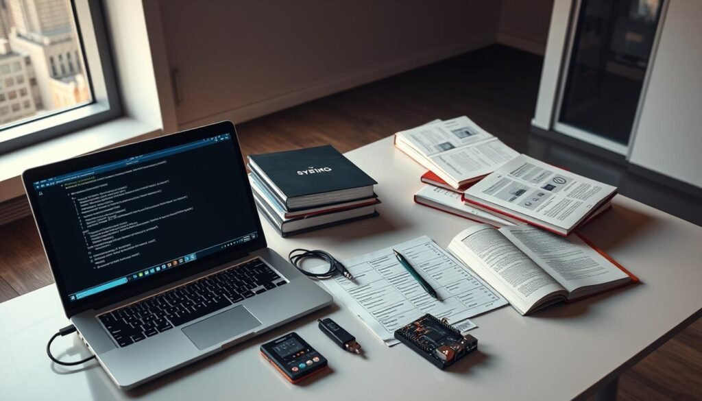 A well-lit, high-angle view of a neatly arranged "social engineering set" on a sleek, modern desk. In the foreground, an open laptop displaying a professional-looking terminal interface, alongside a selection of specialized hacking tools like a wireless adapter, a USB keylogger, and a portable Raspberry Pi device. In the middle ground, a stack of books on cybersecurity and social engineering techniques, with meticulously organized notes and diagrams. The background features a minimalist office setting, with a large window overlooking a cityscape, casting a warm, natural light over the scene. The overall atmosphere conveys a sense of focus, professionalism, and a commitment to understanding the intricacies of social engineering in a responsible, educational manner. A well-lit, high-angle view of a neatly arranged "social engineering set" on a sleek, modern desk. In the foreground, an open laptop displaying a professional-looking terminal interface, alongside a selection of specialized hacking tools like a wireless adapter, a USB keylogger, and a portable Raspberry Pi device. In the middle ground, a stack of books on cybersecurity and social engineering techniques, with meticulously organized notes and diagrams. The background features a minimalist office setting, with a large window overlooking a cityscape, casting a warm, natural light over the scene. The overall atmosphere conveys a sense of focus, professionalism, and a commitment to understanding the intricacies of social engineering in a responsible, educational manner.