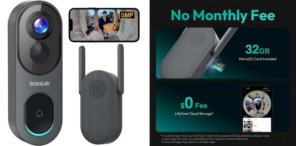 BOTSLAB 5MP Wireless Video Doorbell Camera